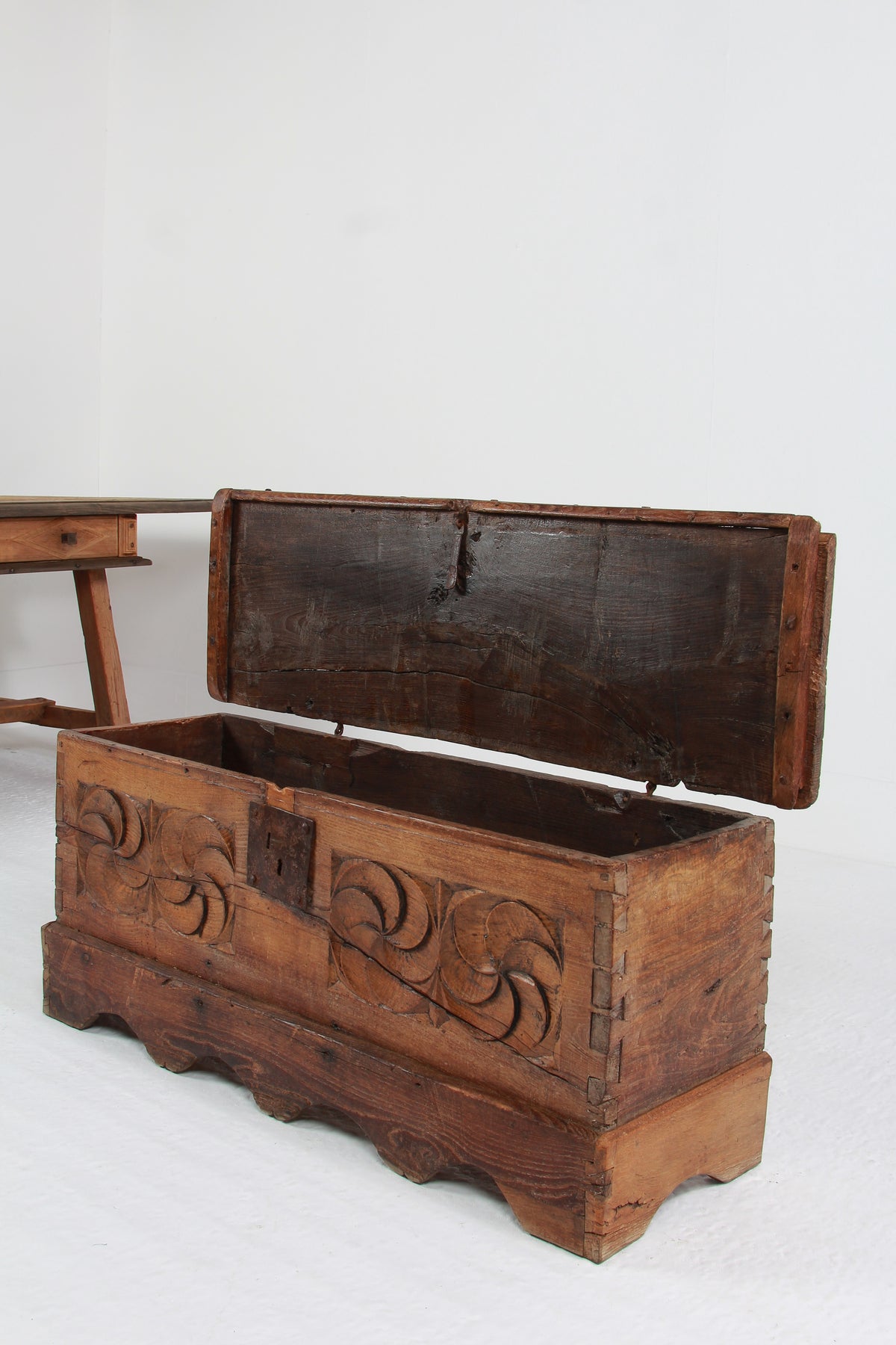 Ancient Spanish 18th Century Primitive Coffer - Trunk