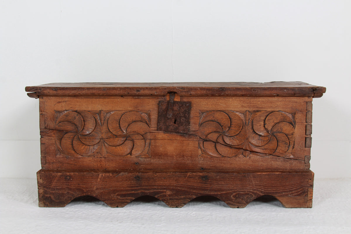 Ancient Spanish 18th Century Primitive Coffer - Trunk
