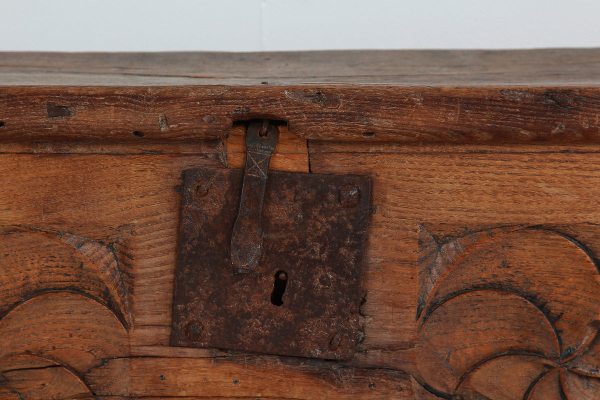 Ancient Spanish 18th Century Primitive Coffer - Trunk