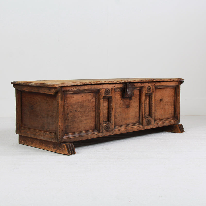 Spanish 18th Century Primitive Pine Coffer - Trunk