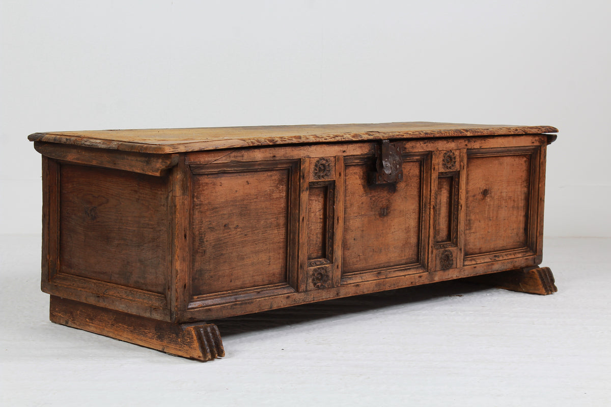 Spanish 18th Century Primitive Pine Coffer - Trunk