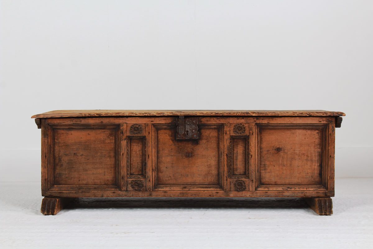 Spanish 18th Century Primitive Pine Coffer - Trunk