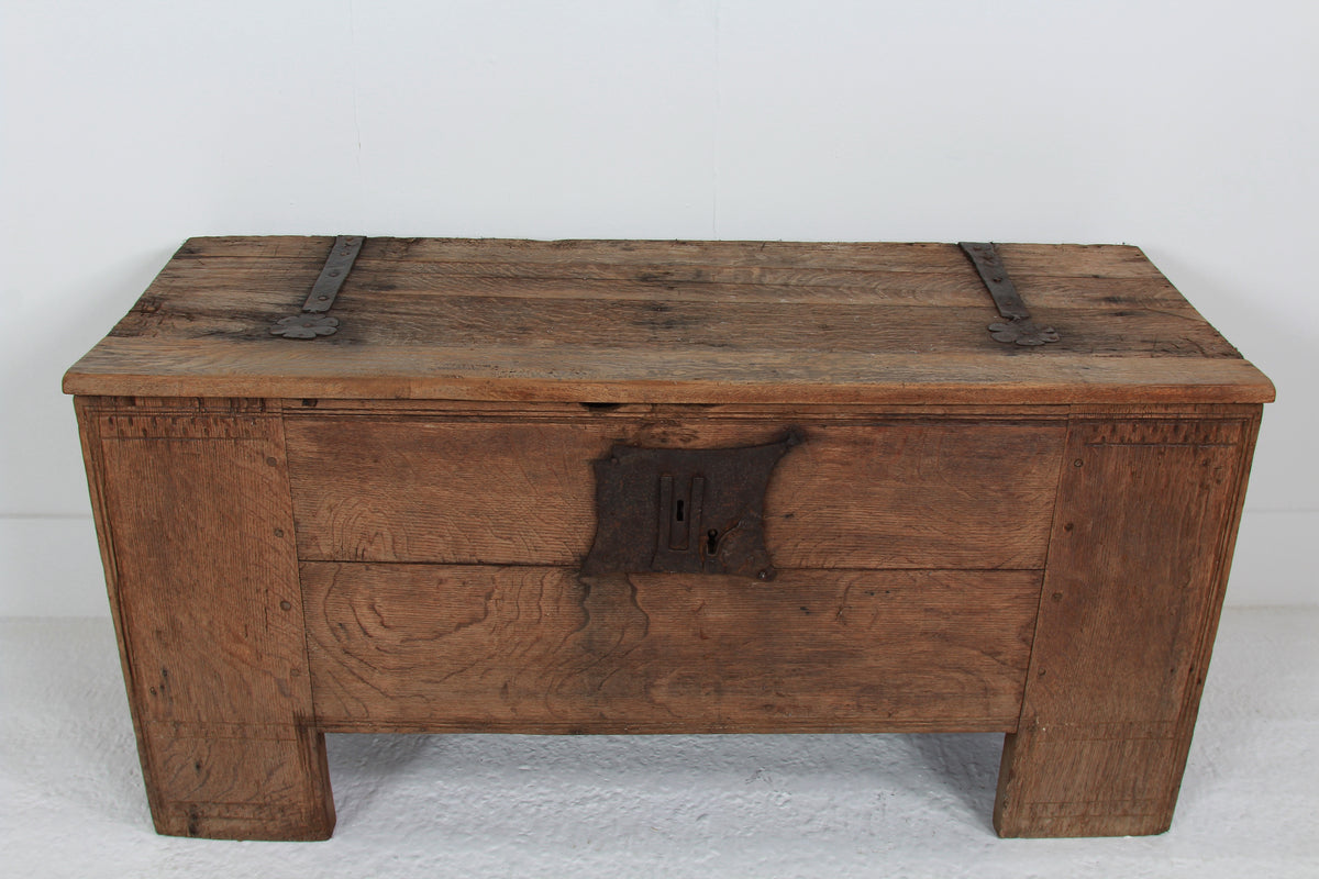 Impressive Italian 16th-century Rustic Oak Coffer/Trunk