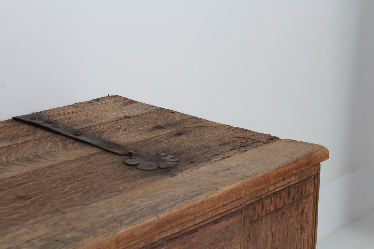 Impressive Italian 16th-century Rustic Oak Coffer/Trunk