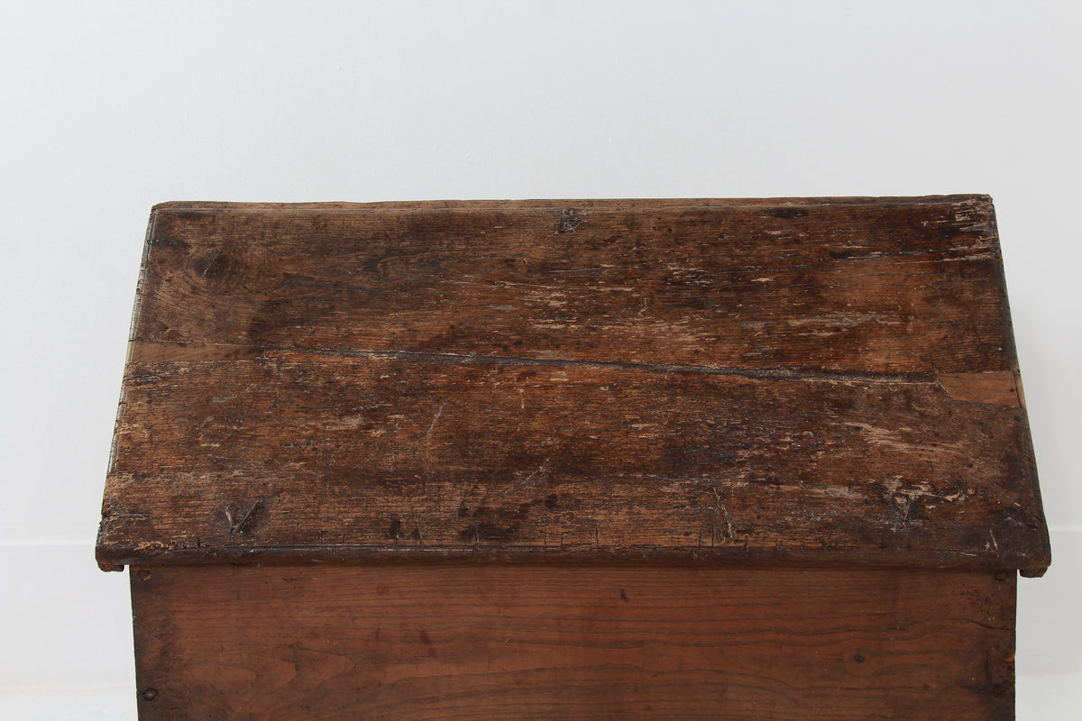 Primitive Spanish Early 18thC Time Worn Pine Trunk