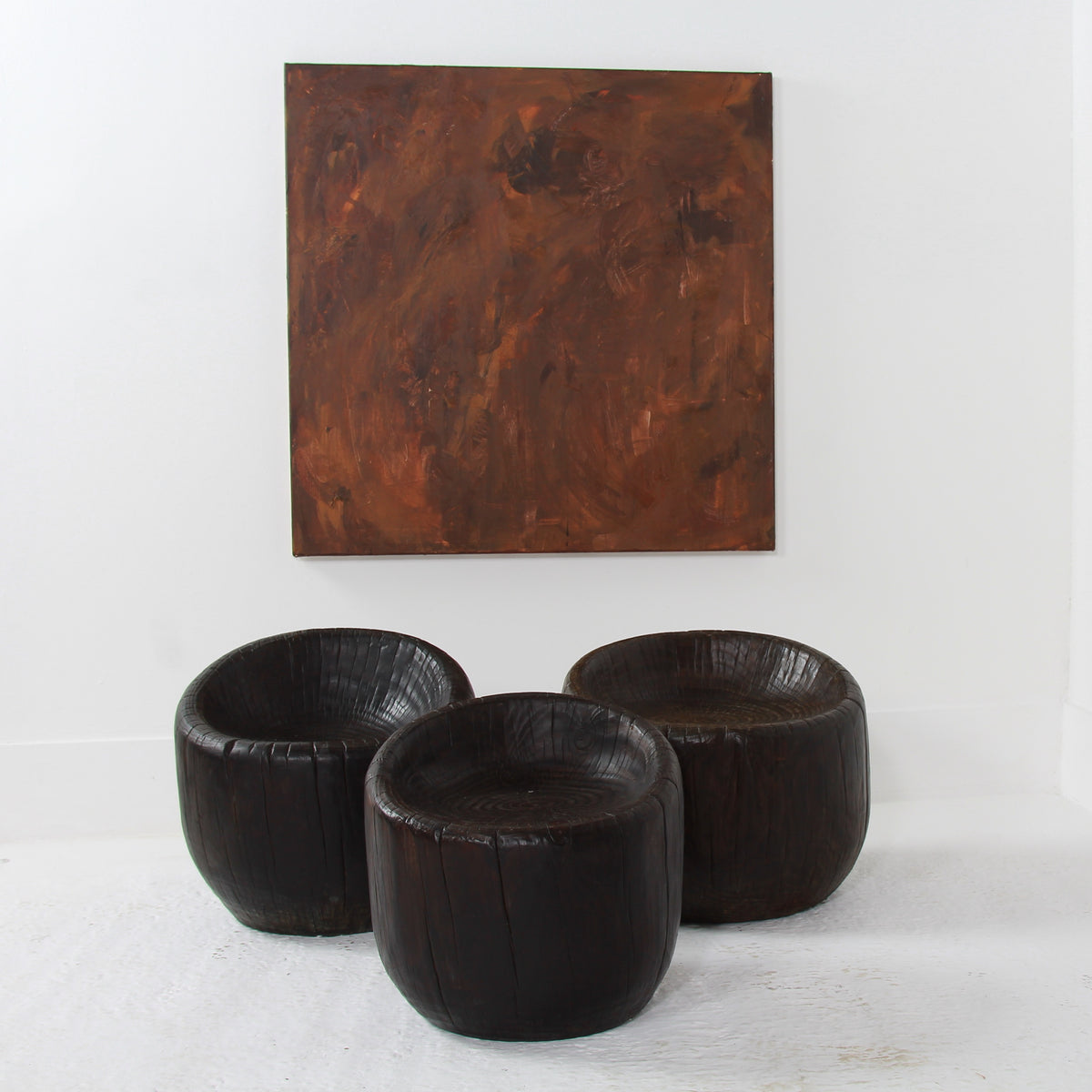 Japanese Organic Wabi Sabi Dug Out Stools