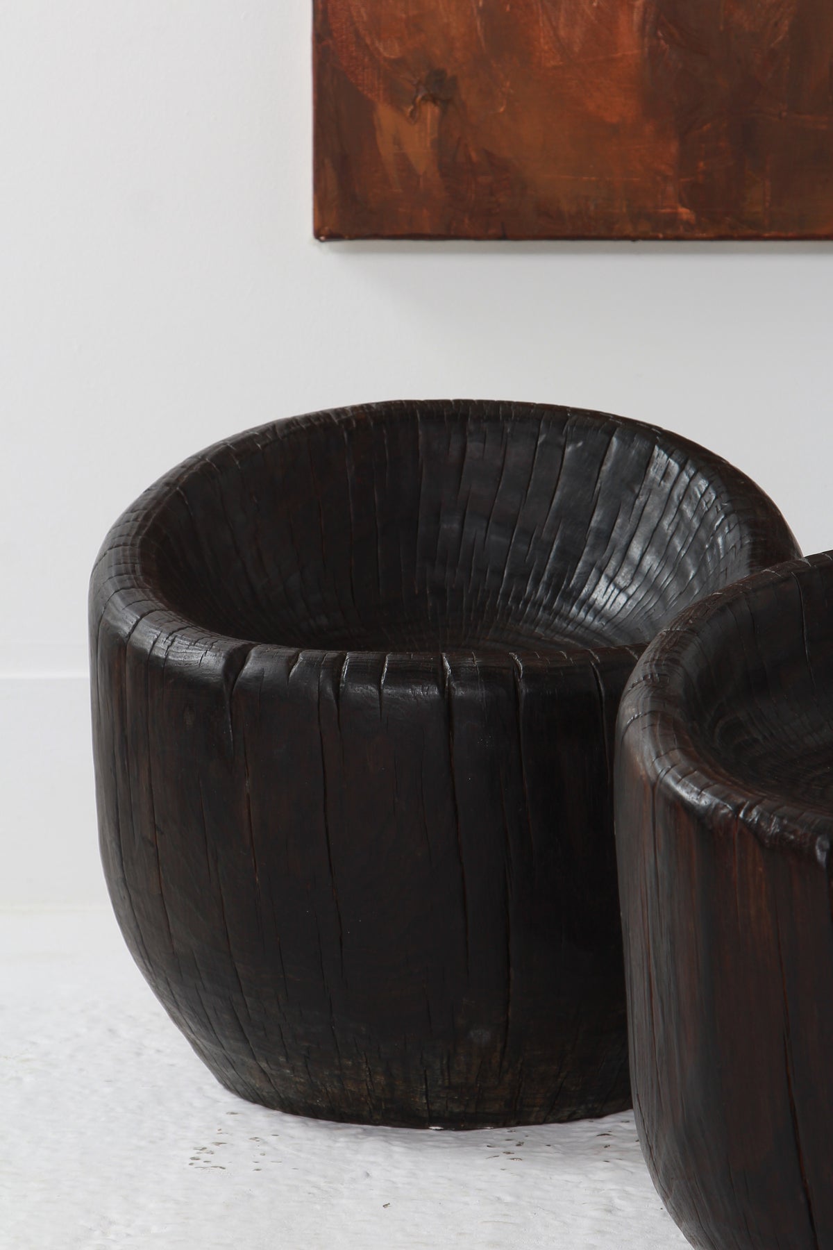 Japanese Organic Wabi Sabi Dug Out Stools