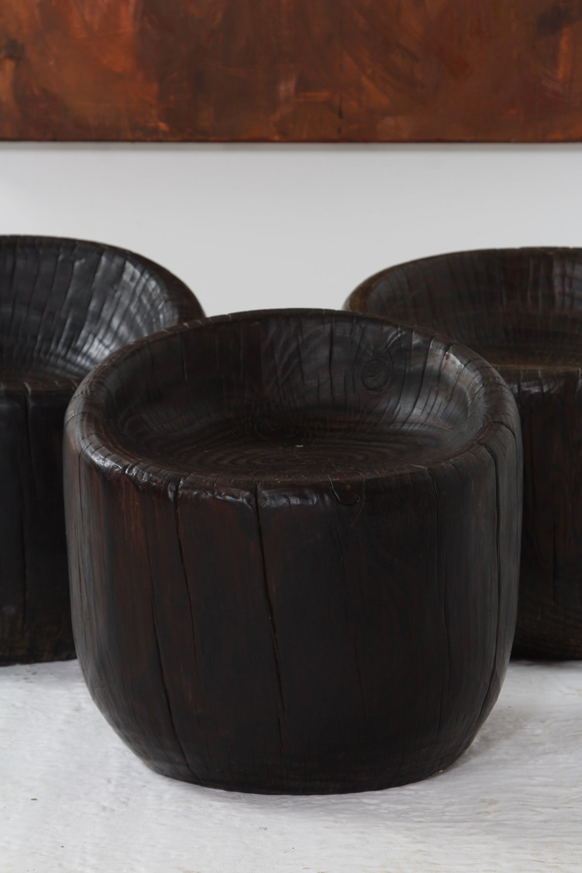 Japanese Organic Wabi Sabi Dug Out Stools