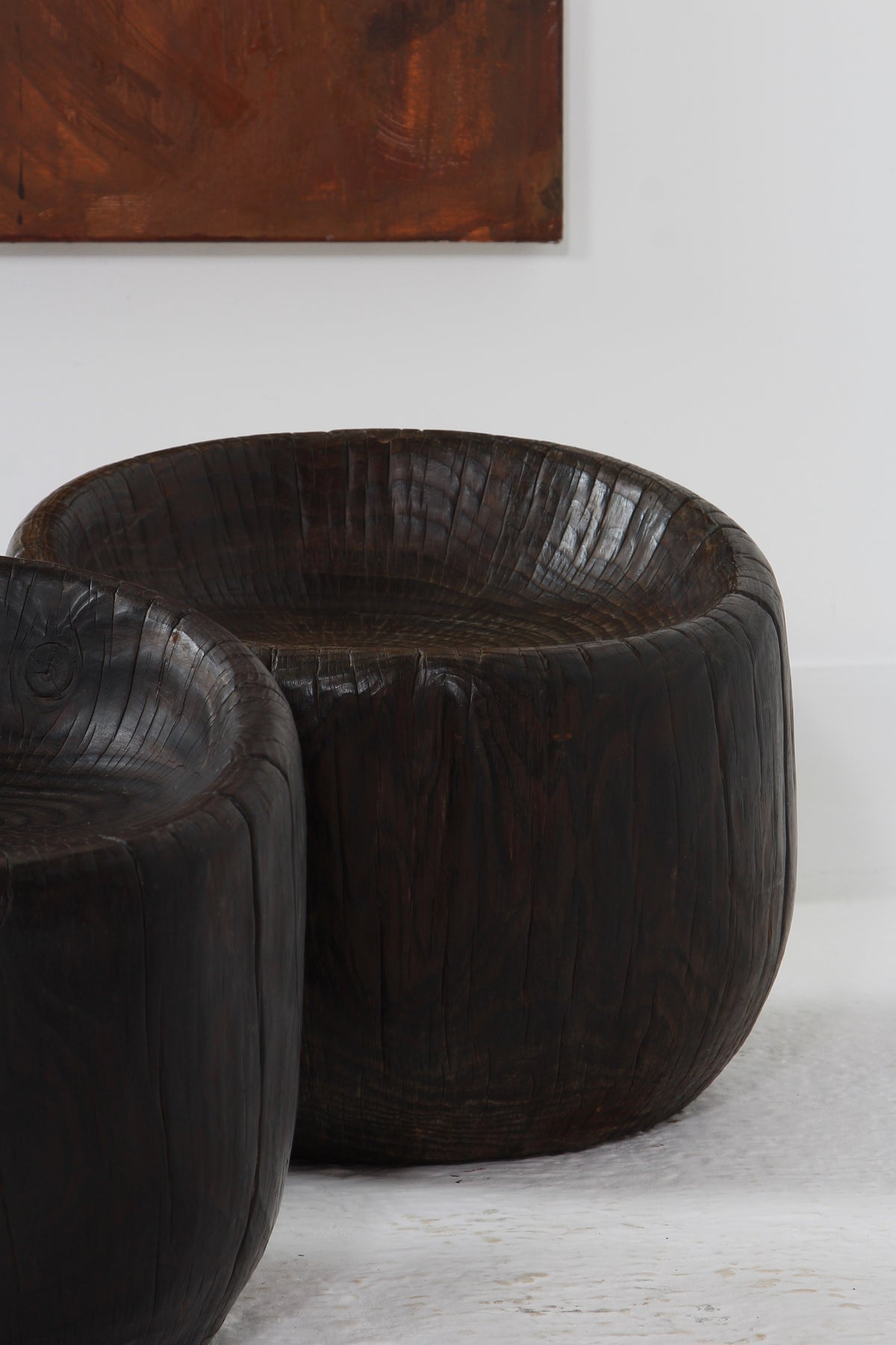 Japanese Organic Wabi Sabi Dug Out Stools