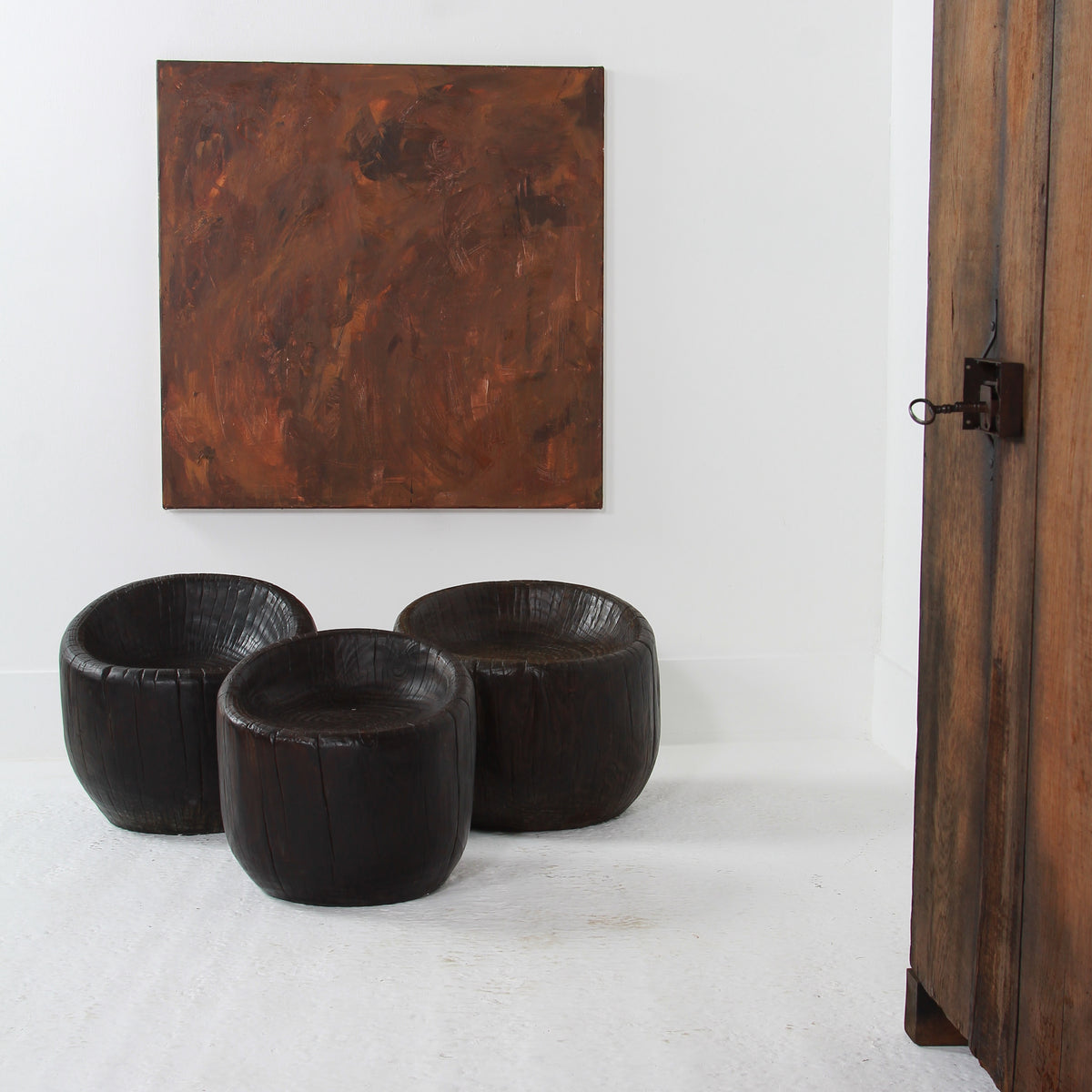 Japanese Organic Wabi Sabi Dug Out Stools