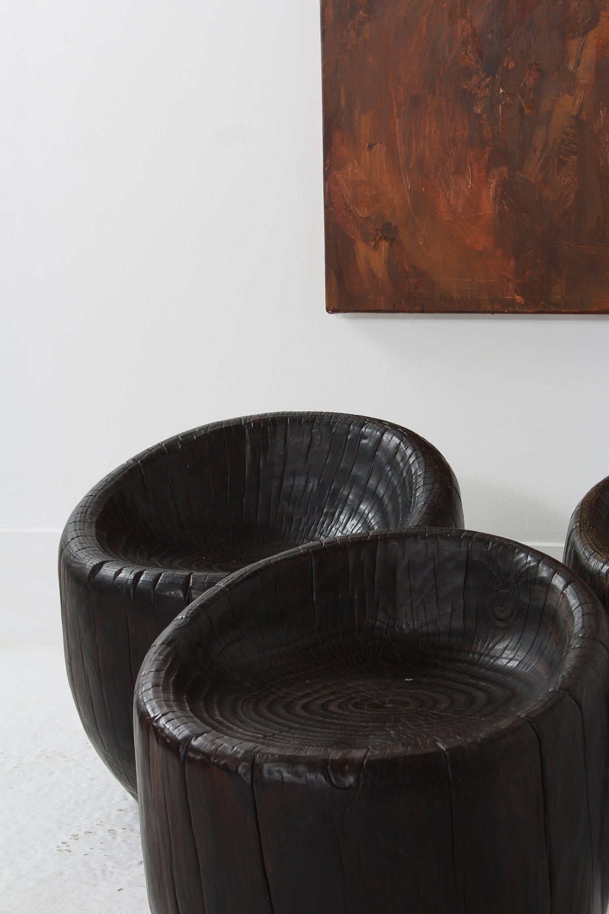 Japanese Organic Wabi Sabi Dug Out Stools