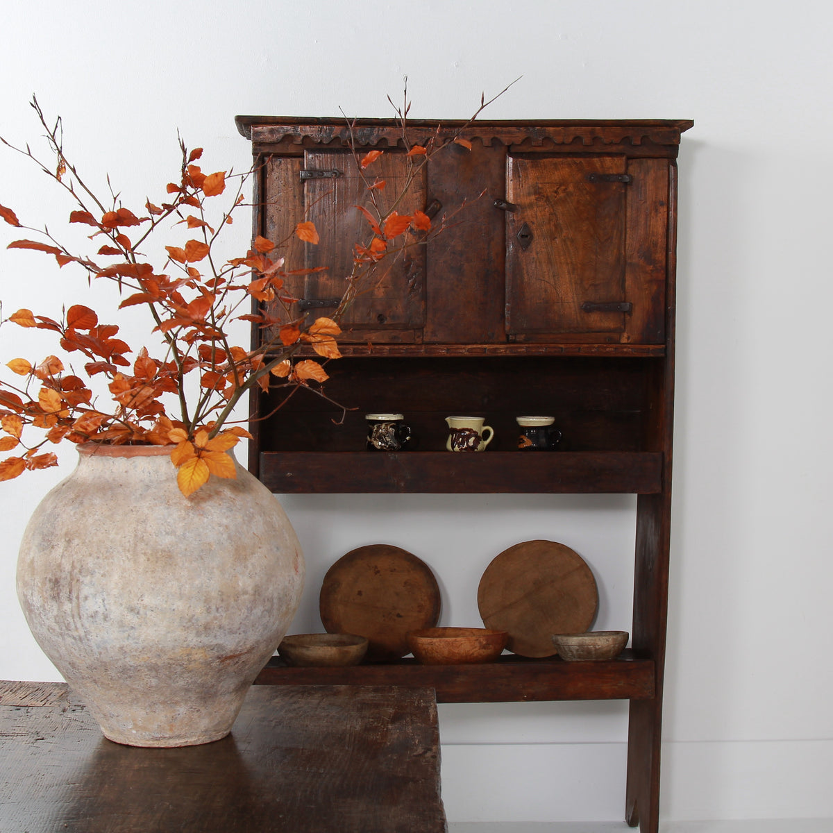 French Rustic 18thC Art Populaire Alpine Kitchen Cupboard