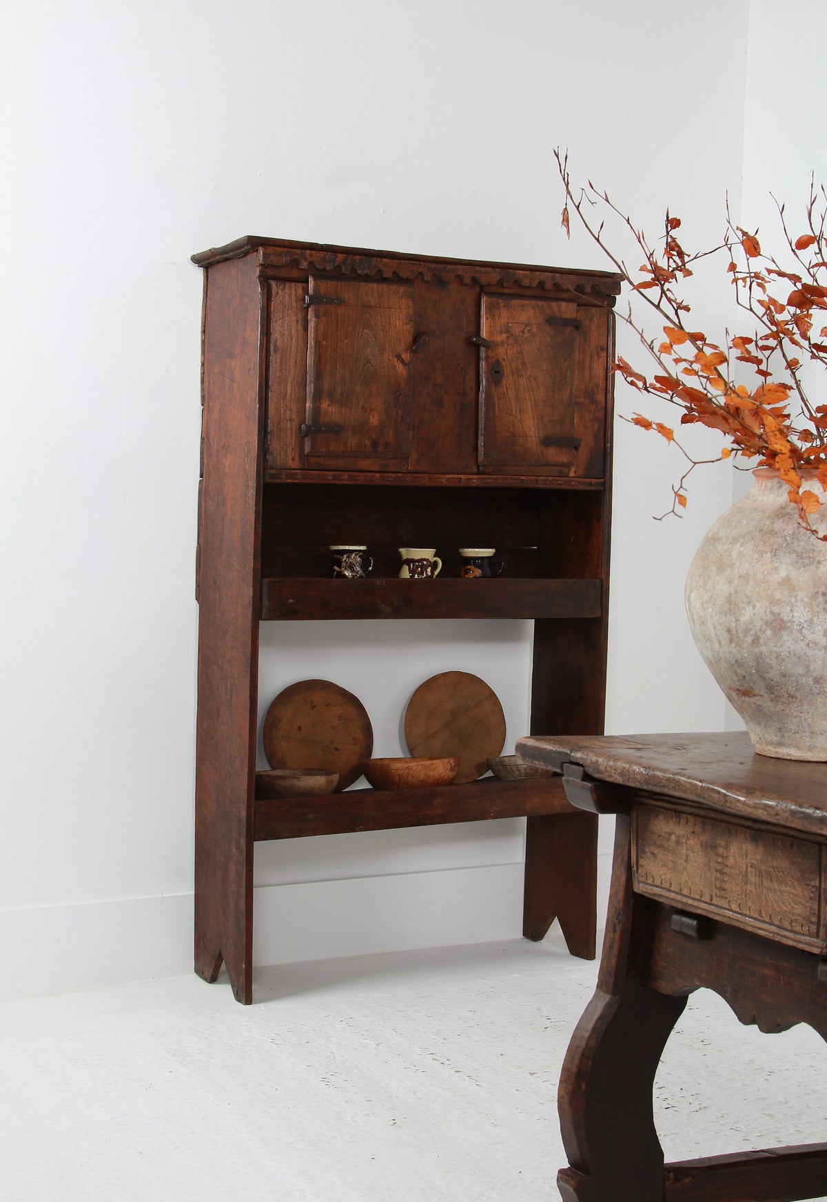 French Rustic 18thC Art Populaire Alpine Kitchen Cupboard