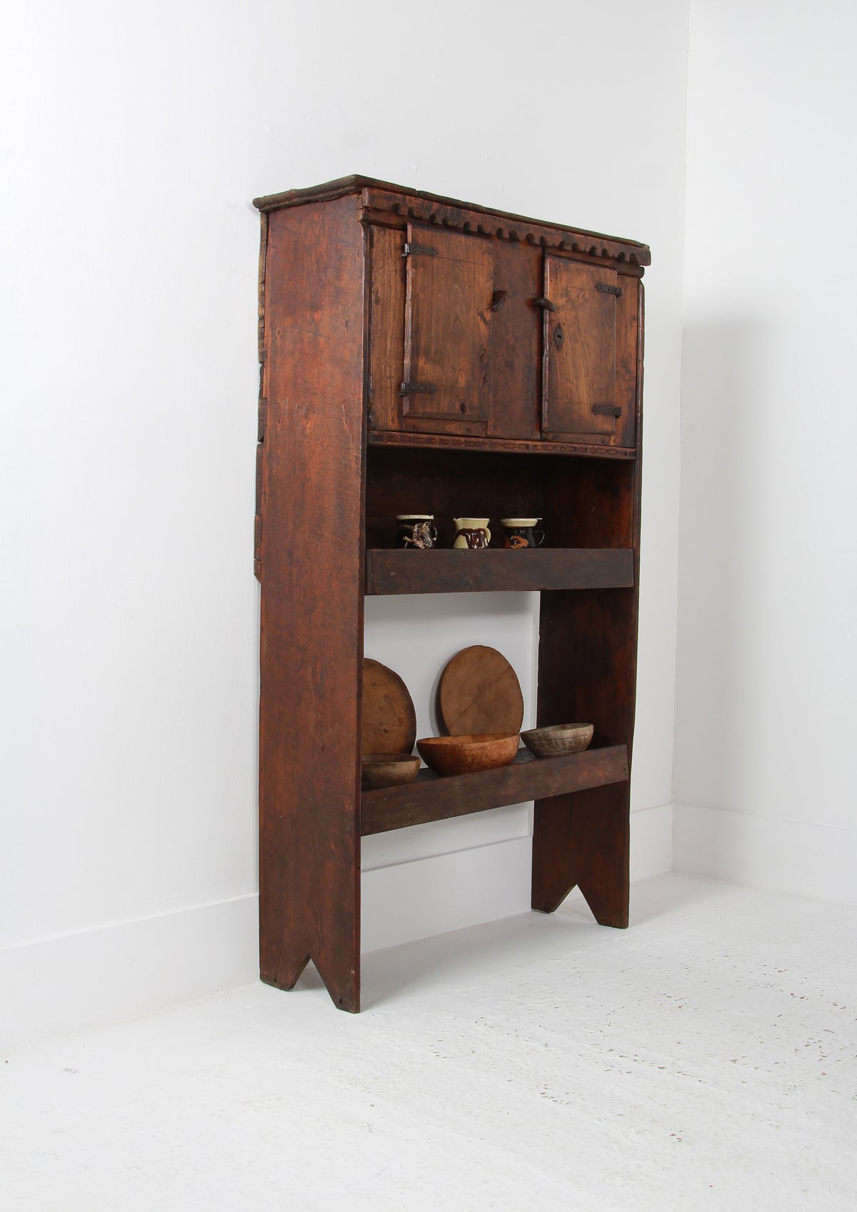 French Rustic 18thC Art Populaire Alpine Kitchen Cupboard