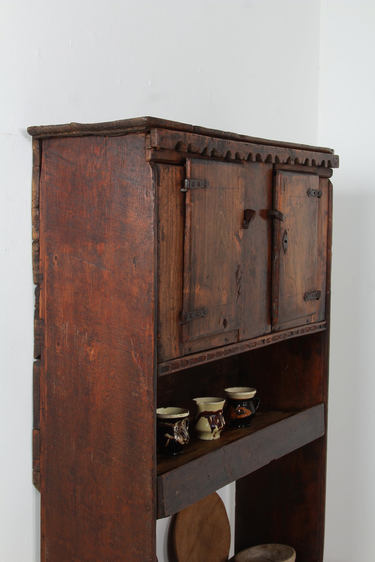 French Rustic 18thC Art Populaire Alpine Kitchen Cupboard