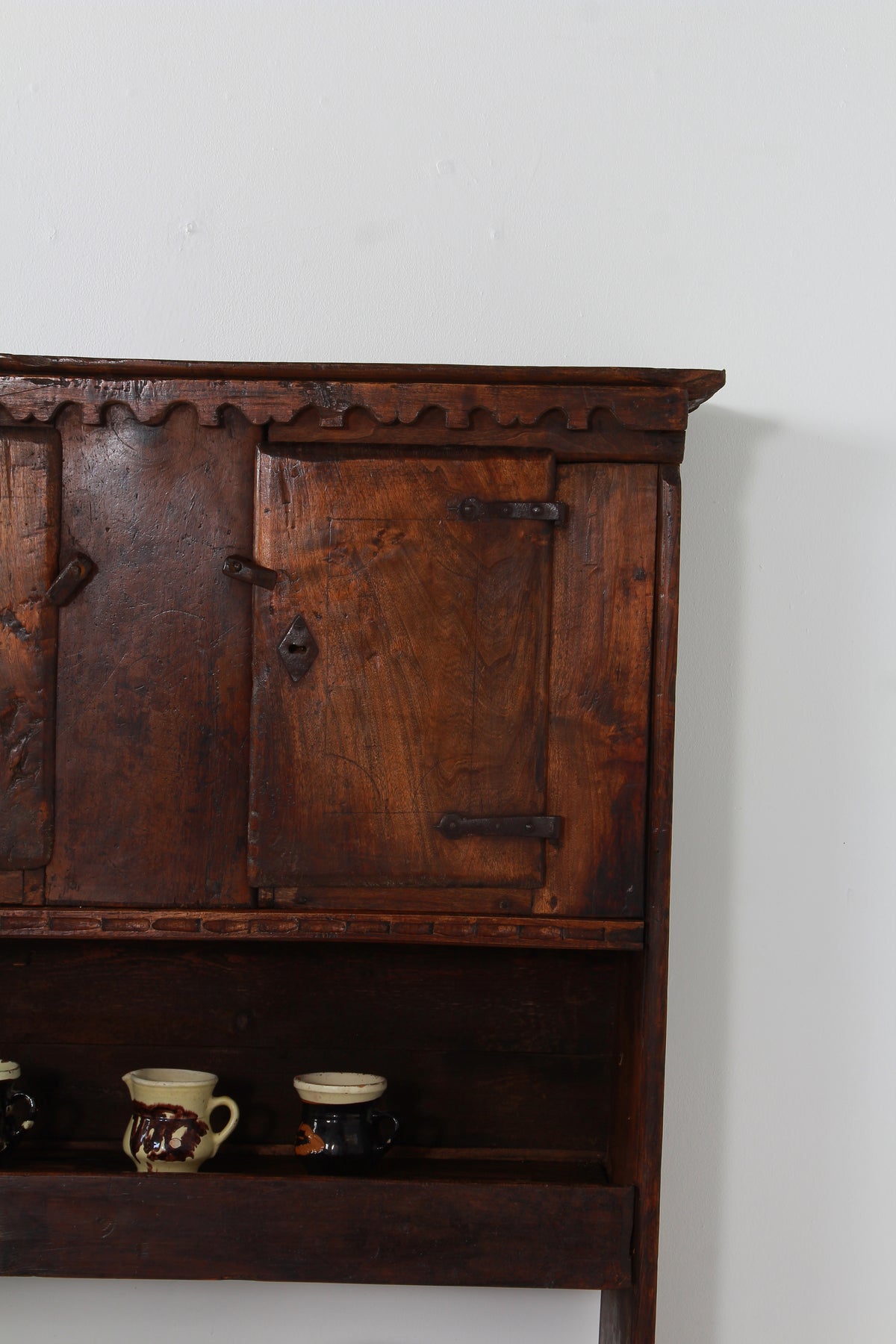 French Rustic 18thC Art Populaire Alpine Kitchen Cupboard