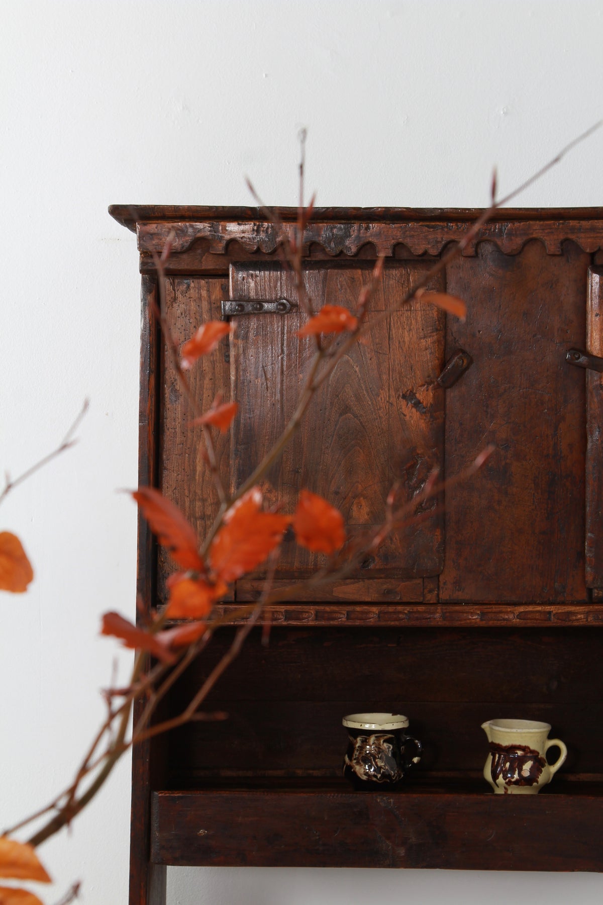 French Rustic 18thC Art Populaire Alpine Kitchen Cupboard