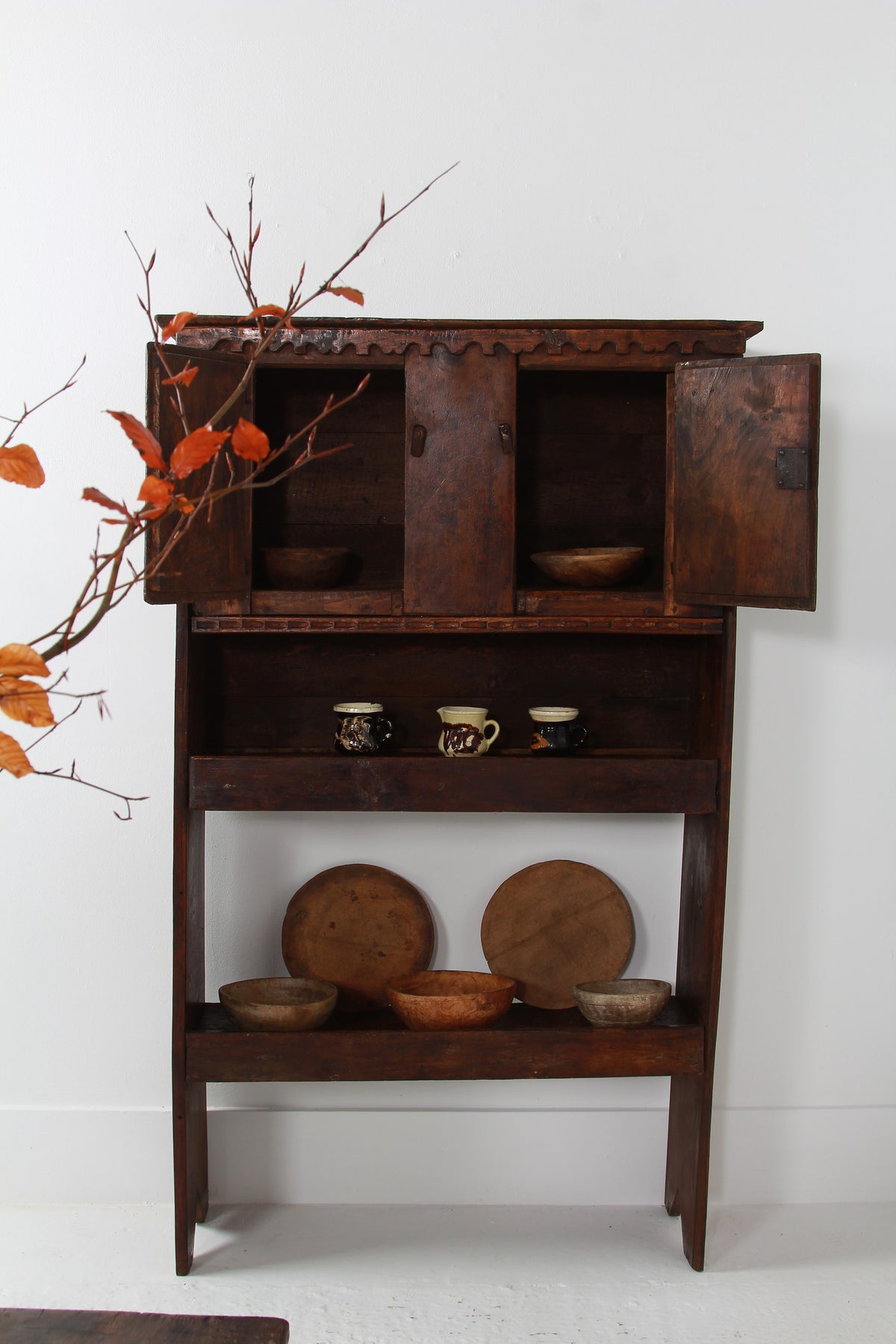 French Rustic 18thC Art Populaire Alpine Kitchen Cupboard