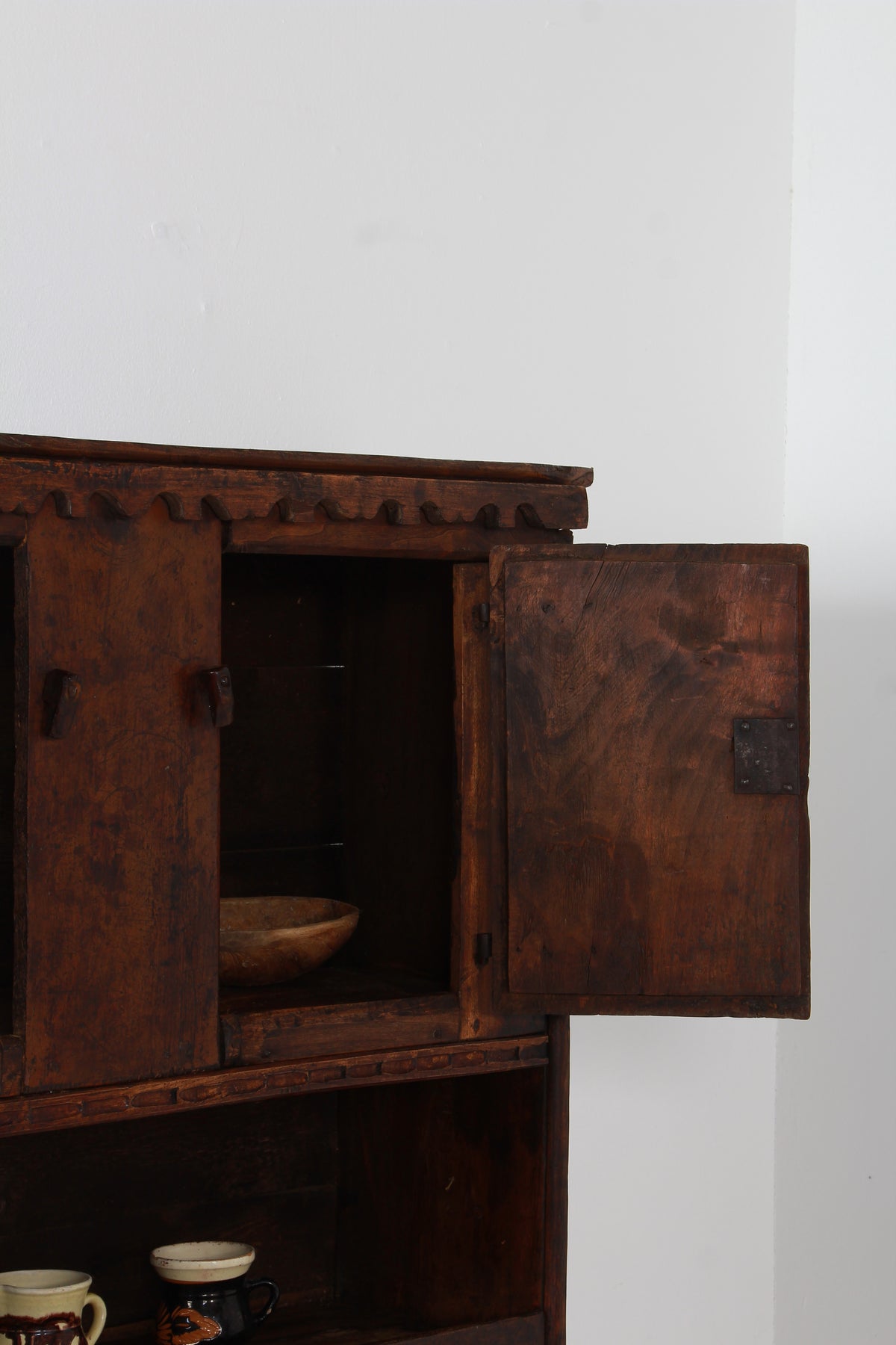 French Rustic 18thC Art Populaire Alpine Kitchen Cupboard