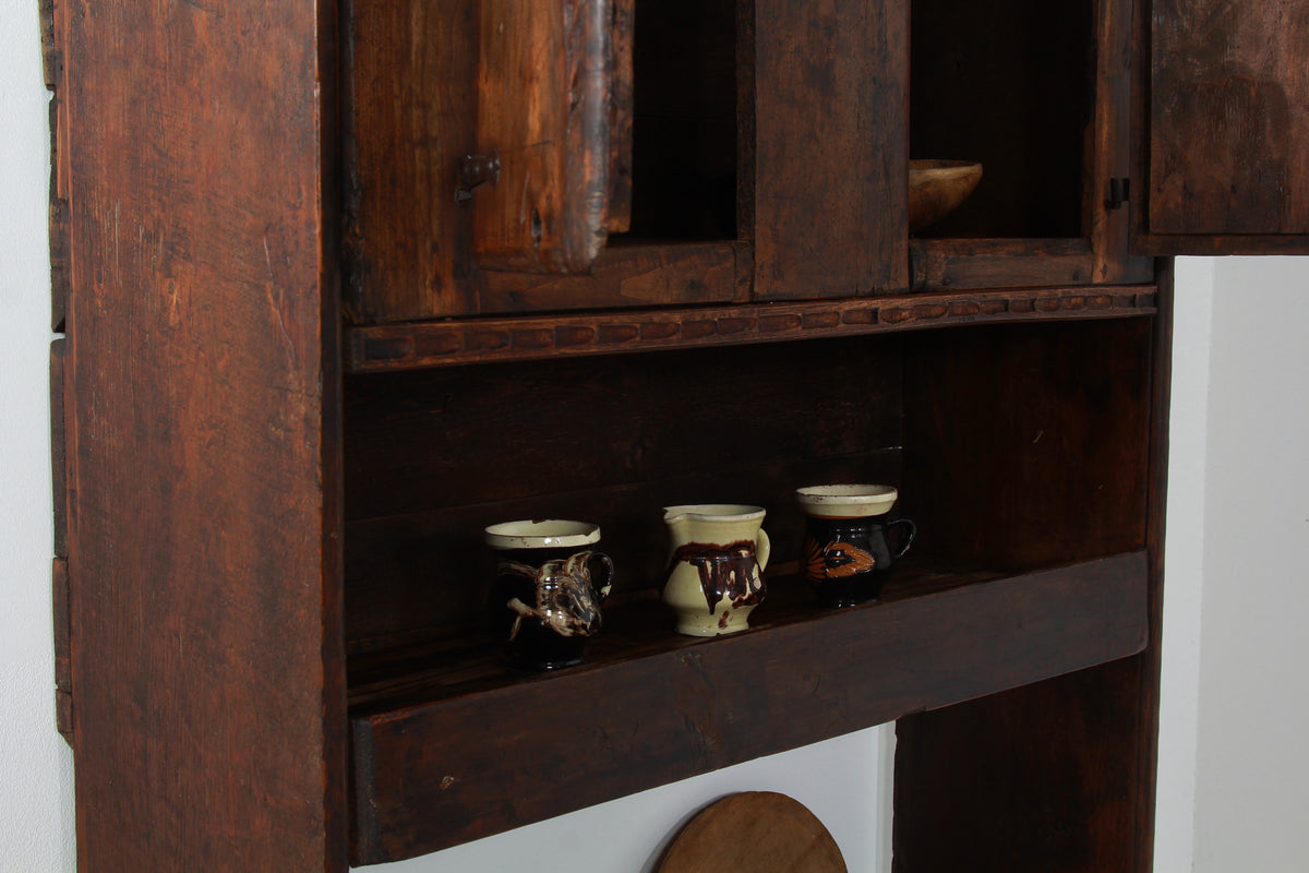 French Rustic 18thC Art Populaire Alpine Kitchen Cupboard