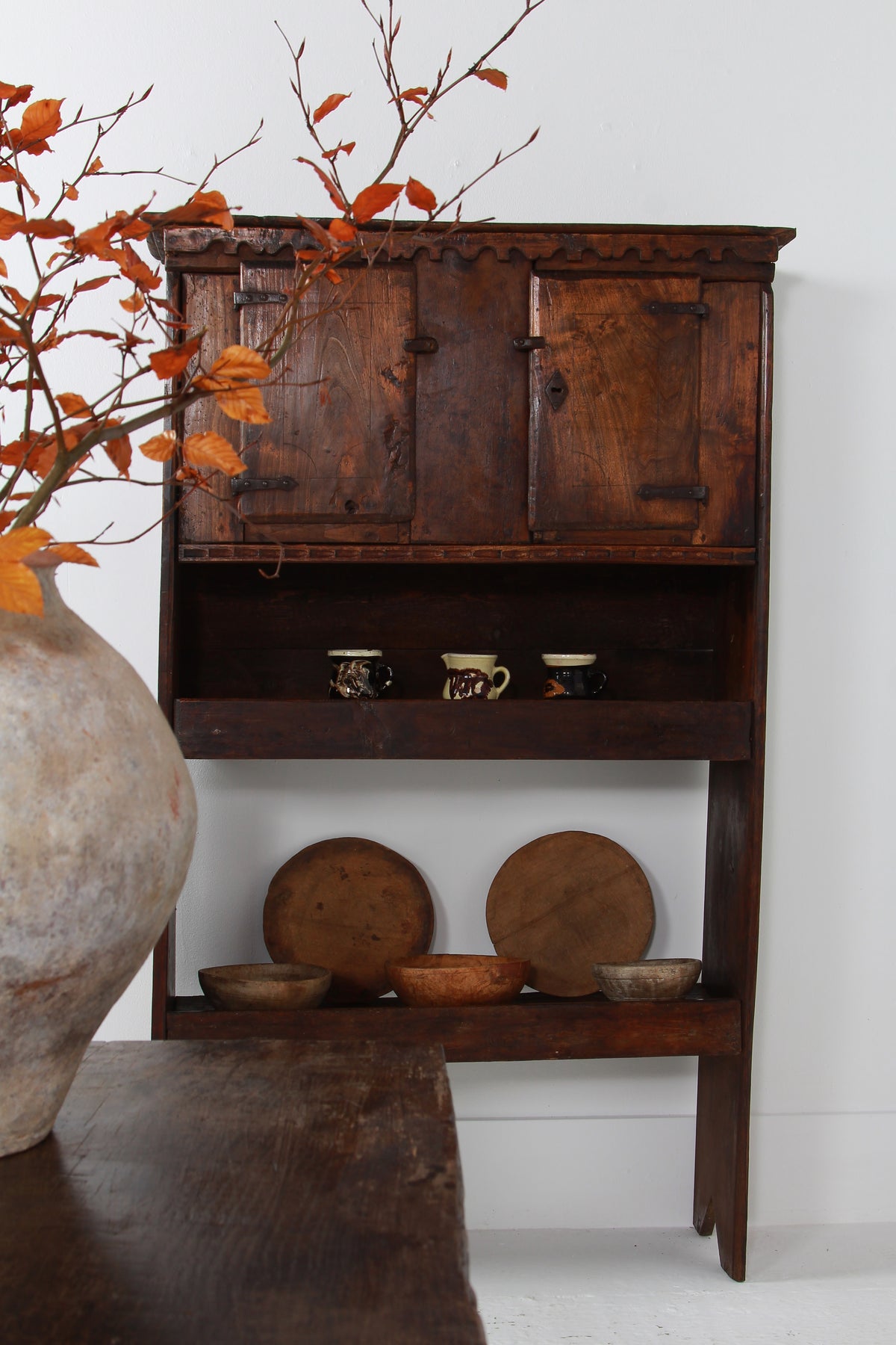 French Rustic 18thC Art Populaire Alpine Kitchen Cupboard