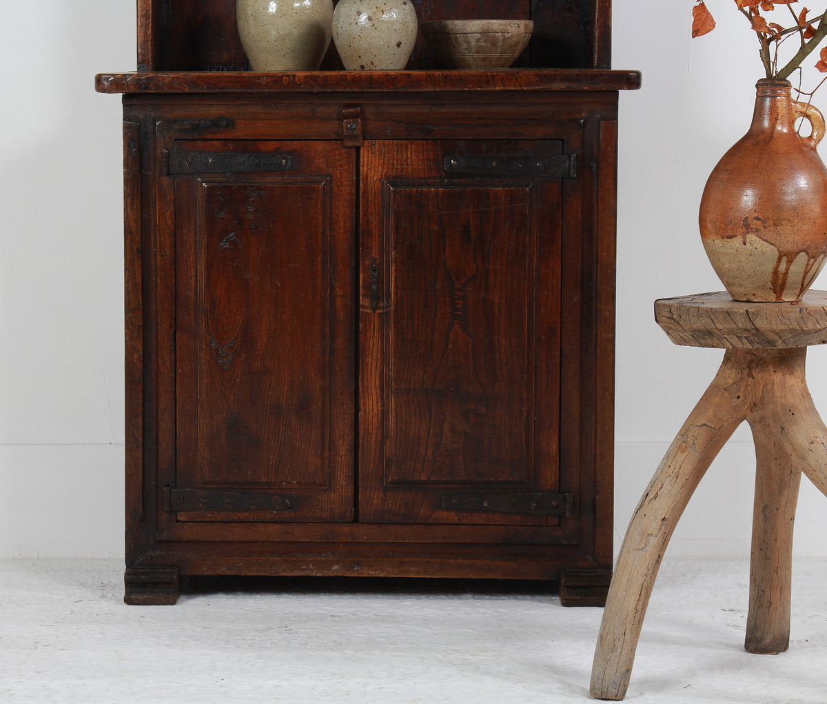 Antique 18thC Oak Spanish Kitchen Display Cabinet