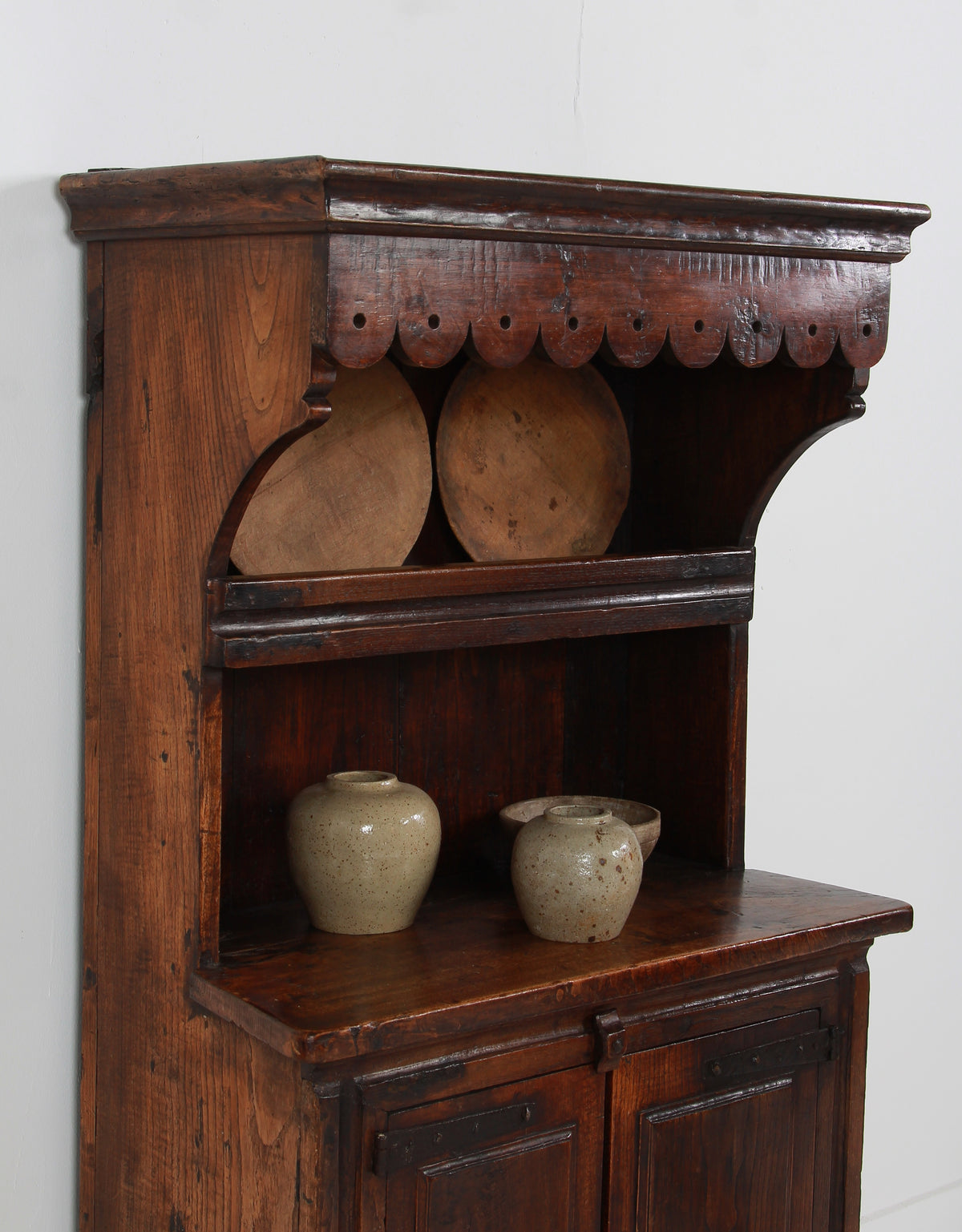 Antique 18thC Oak Spanish Kitchen Display Cabinet