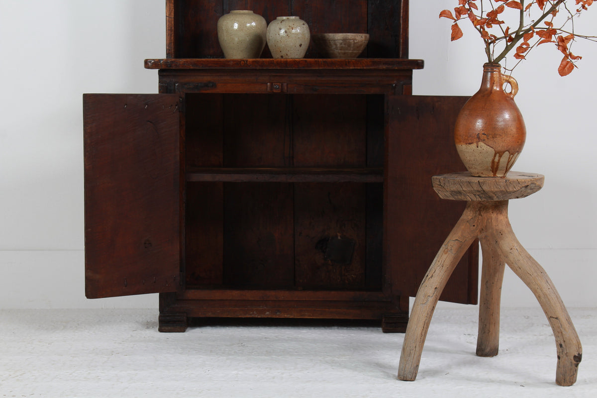 Antique 18thC Oak Spanish Kitchen Display Cabinet