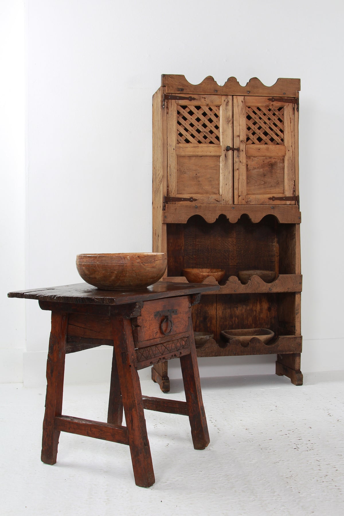 Primitive Spanish 18thC Wabi Sabi Mountain Cupboard