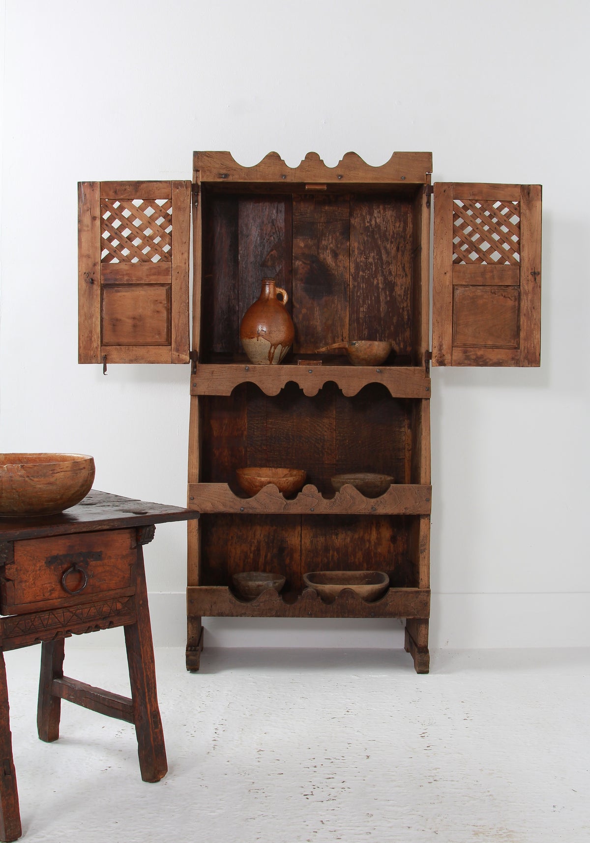 Primitive Spanish 18thC Wabi Sabi Mountain Cupboard