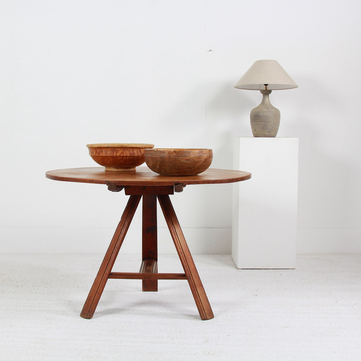 Primitive 19thC Dutch Pine Tilt Top Kitchen/Centre Table