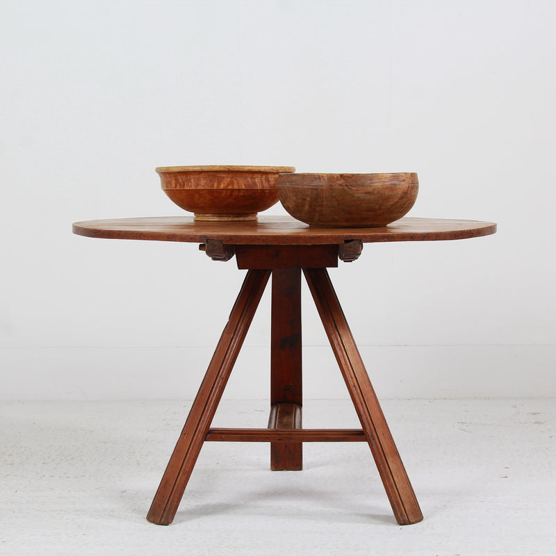 Primitive 19thC Dutch Pine Tilt Top Kitchen/Centre Table
