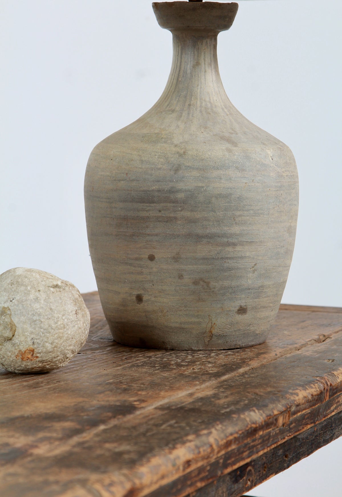 TERRACOTTA UNGLAZED VASE TABLE LAMP WITH EMPIRE NATURAL LINEN SHADE