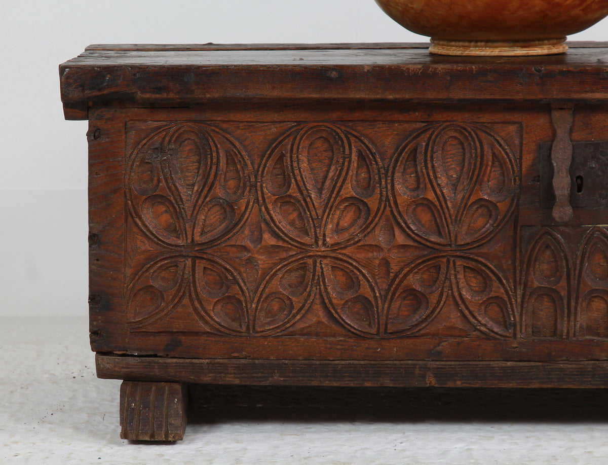 Ancient Spanish 18thC Hand Carved Trunk/Coffer
