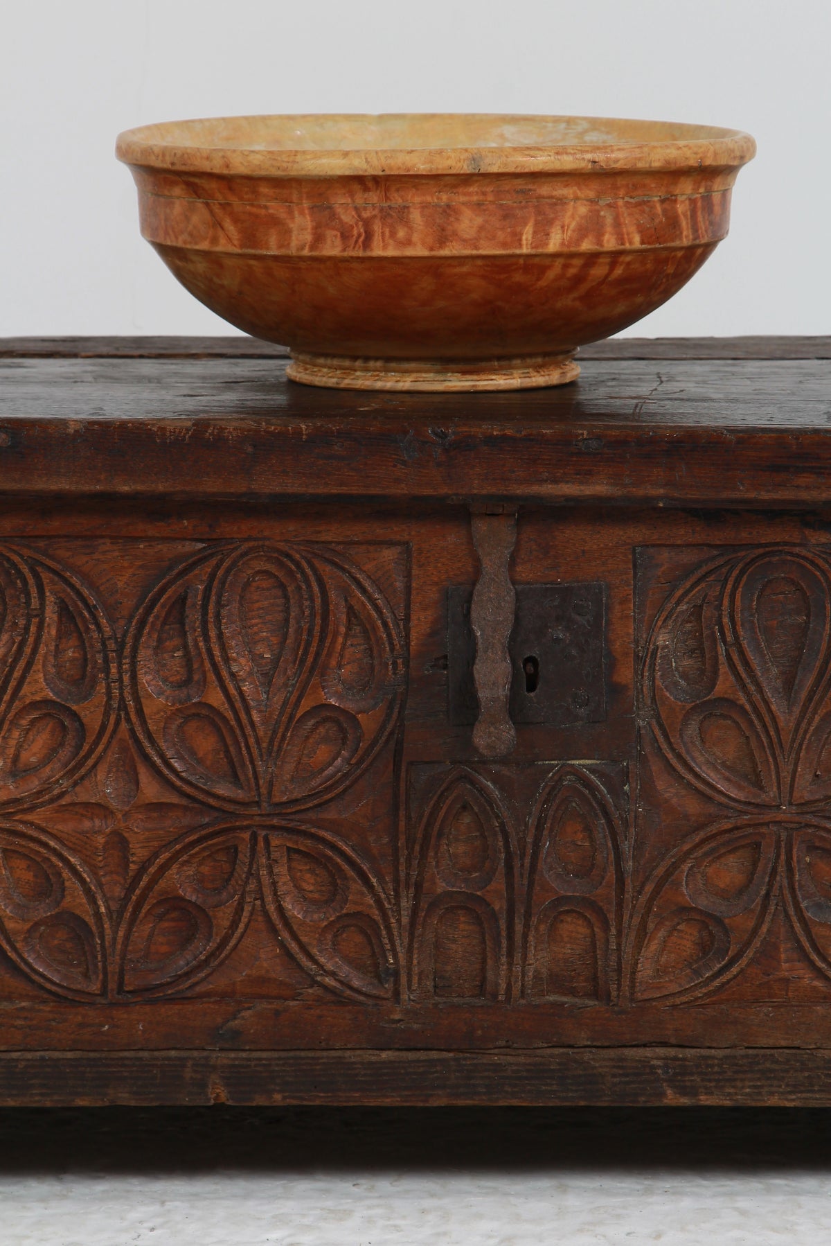 Ancient Spanish 18thC Hand Carved Trunk/Coffer