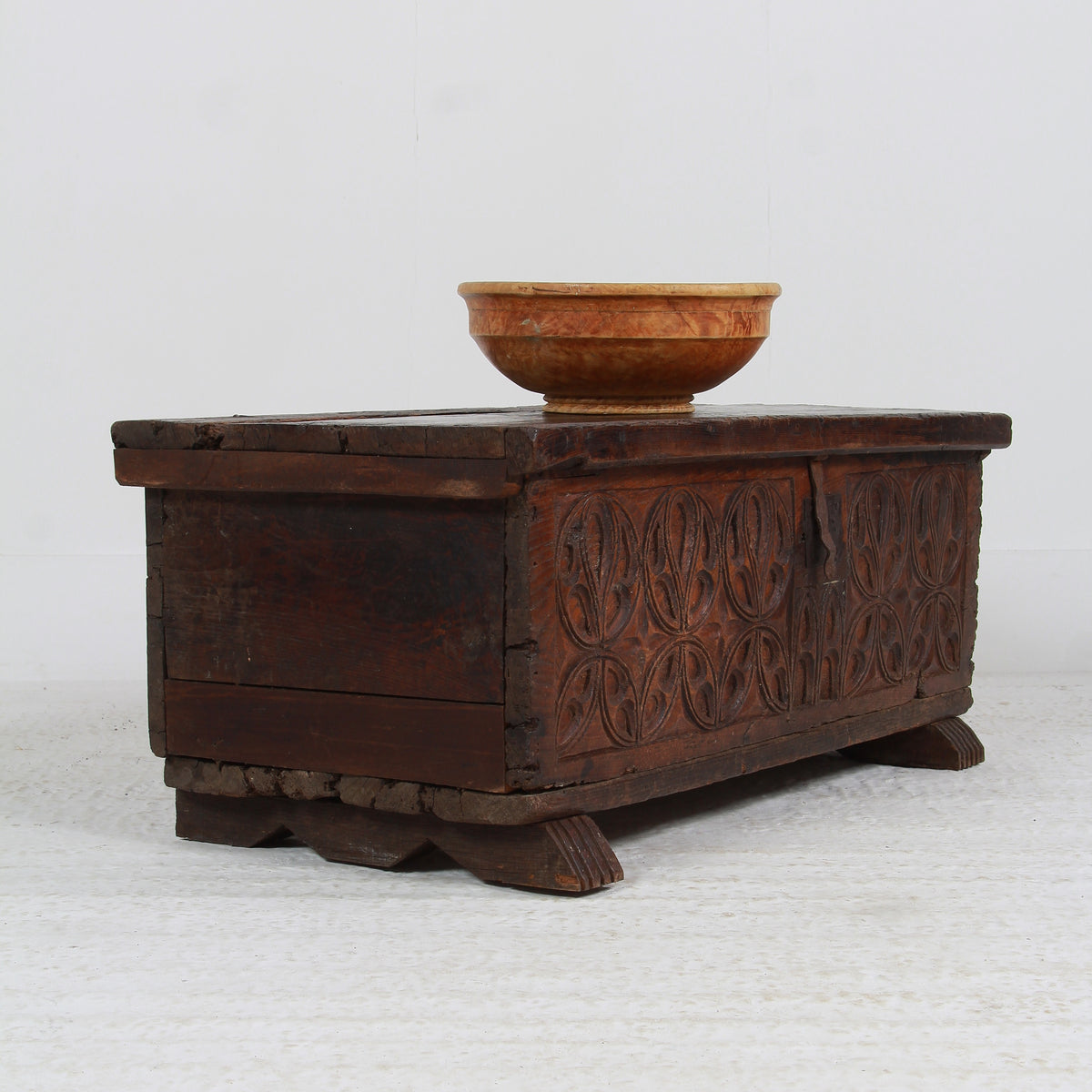 Ancient Spanish 18thC Hand Carved Trunk/Coffer