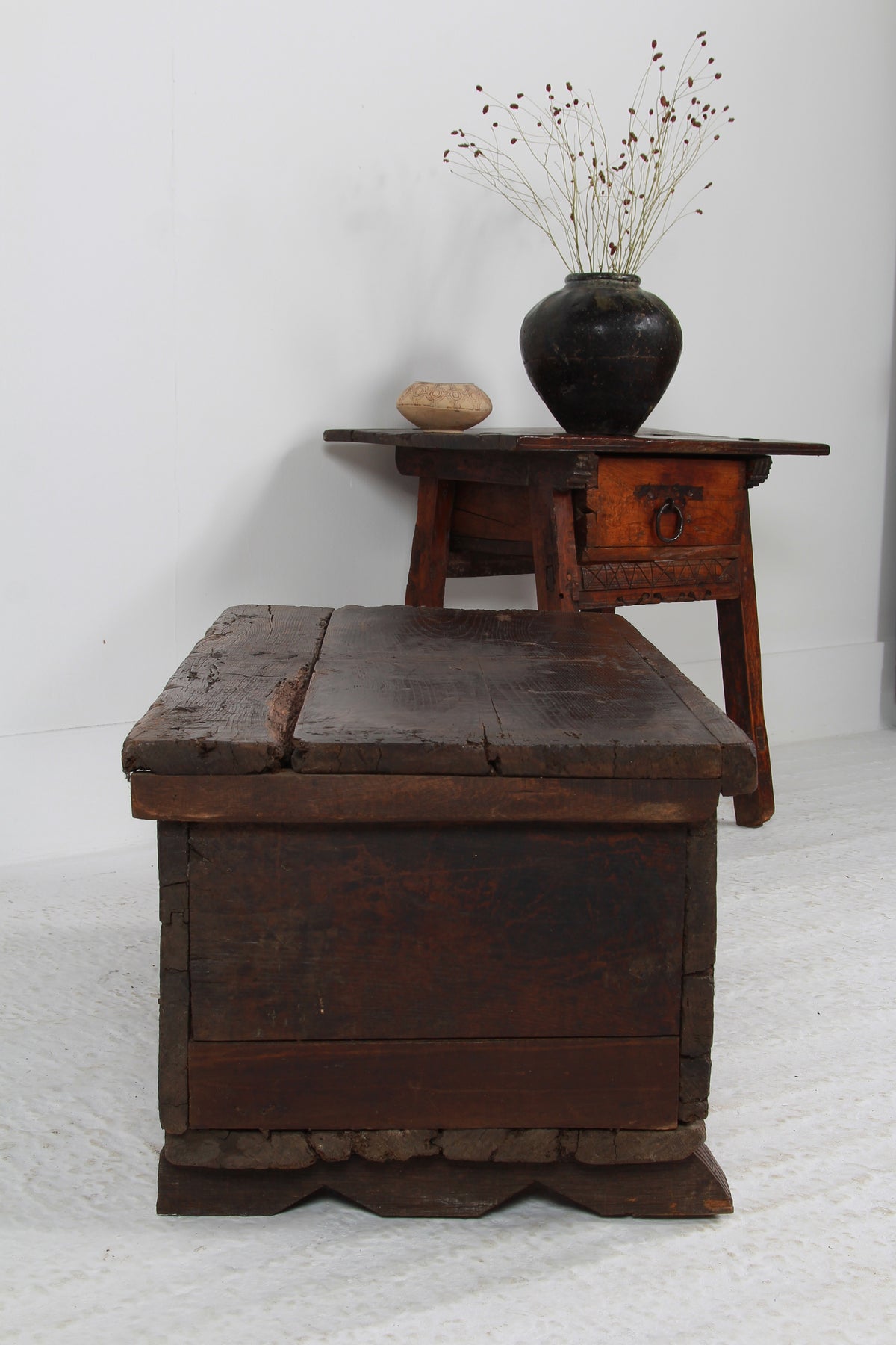 Ancient Spanish 18thC Hand Carved Trunk/Coffer
