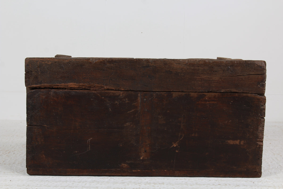 Ancient Spanish 18thC Hand Carved Trunk/Coffer