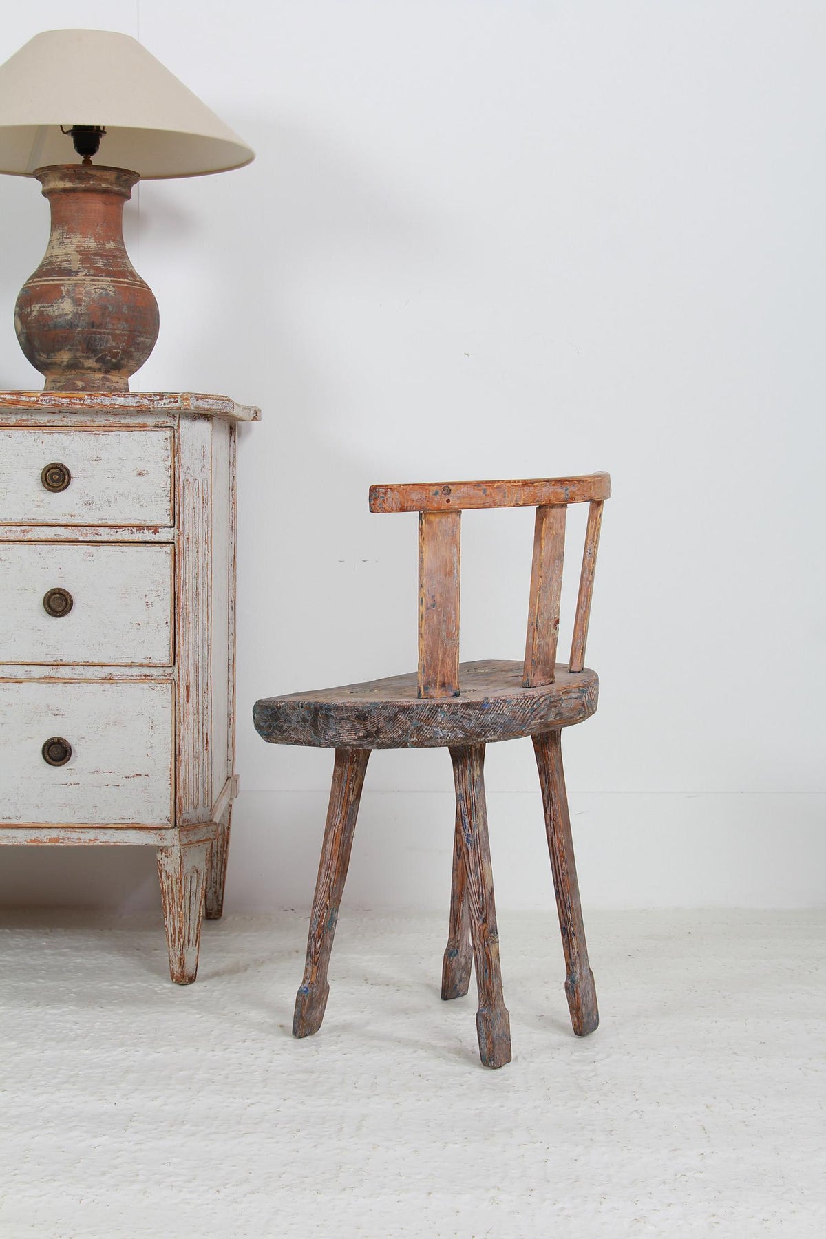 Charming Primitive  Swedish 19thC  Folk Art Chair