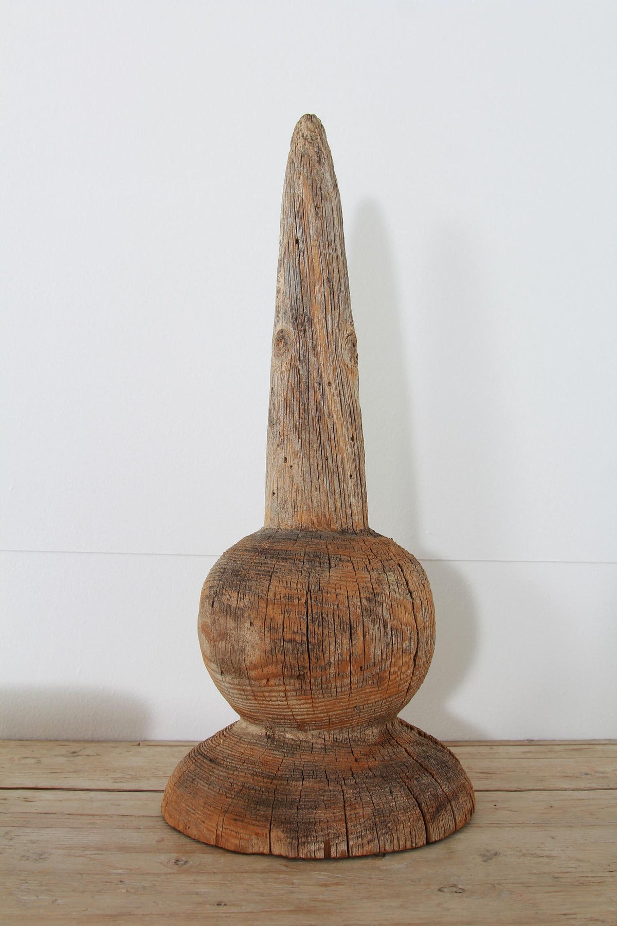 Weathered Rustic  French Antique Wooden Finial