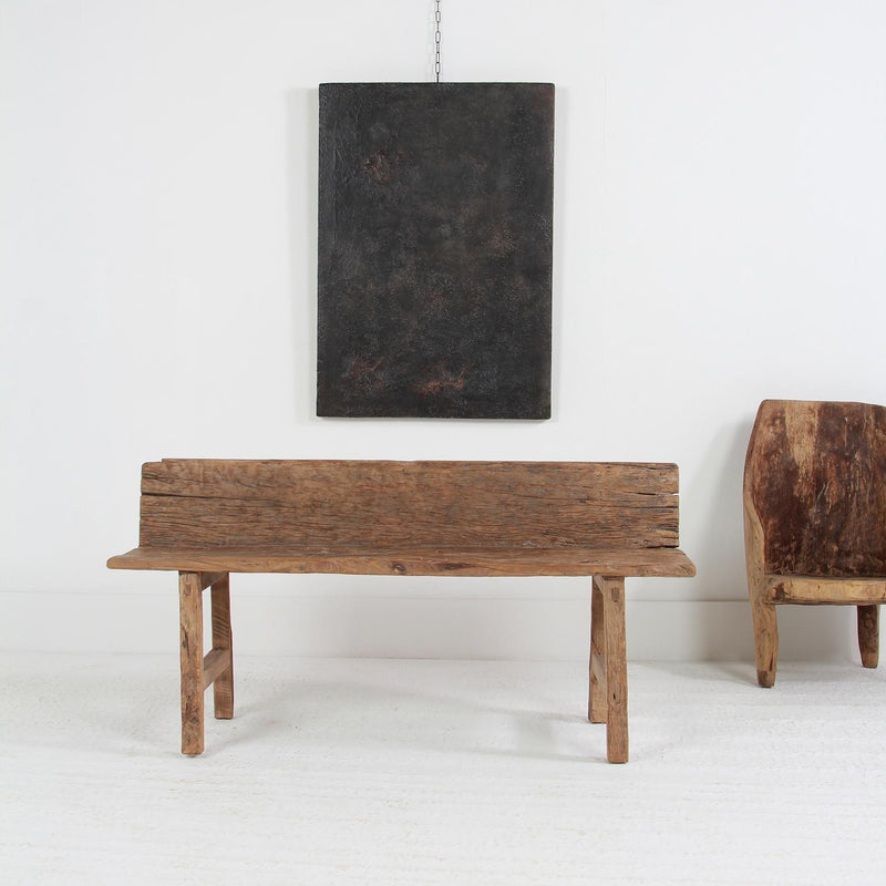 Charming  Simple Rustic Wabi Sabi  20thC Elm Bench