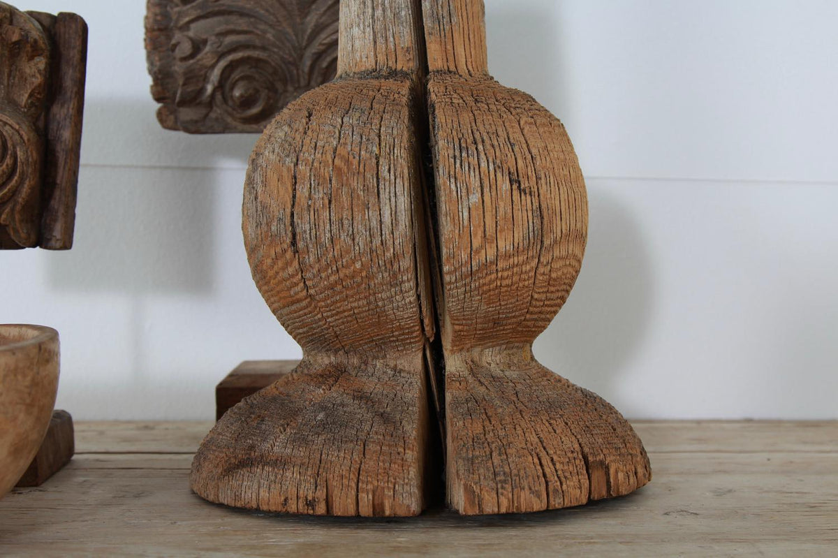 Weathered Rustic  French Antique Wooden Finial