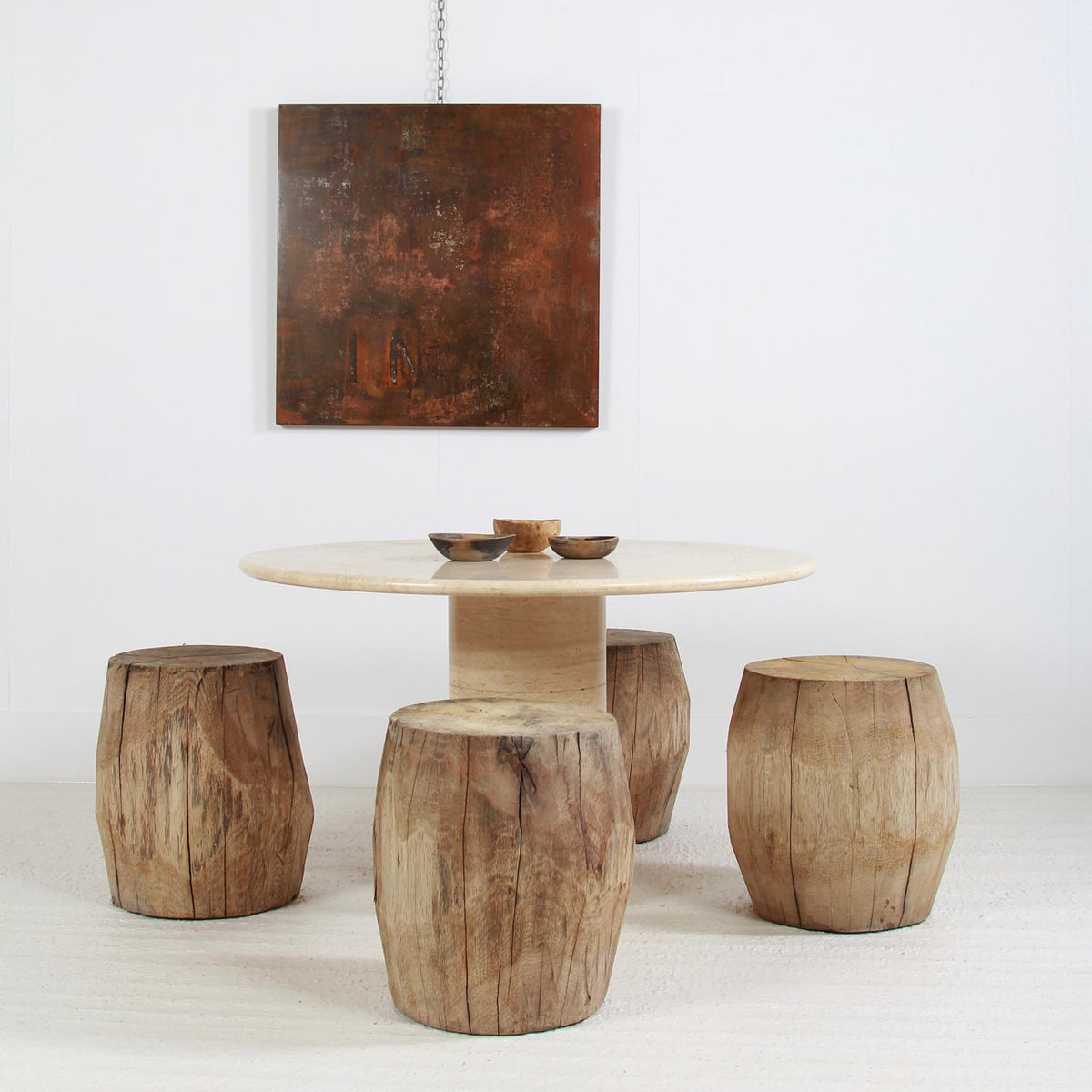 Set of Four Antique Oak Tree Stump Stools or Side Tables
