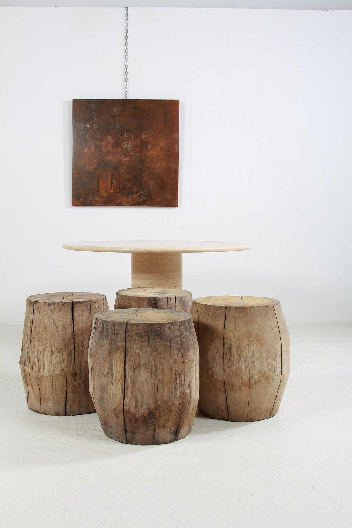 Set of Four Antique Oak Tree Stump Stools or Side Tables
