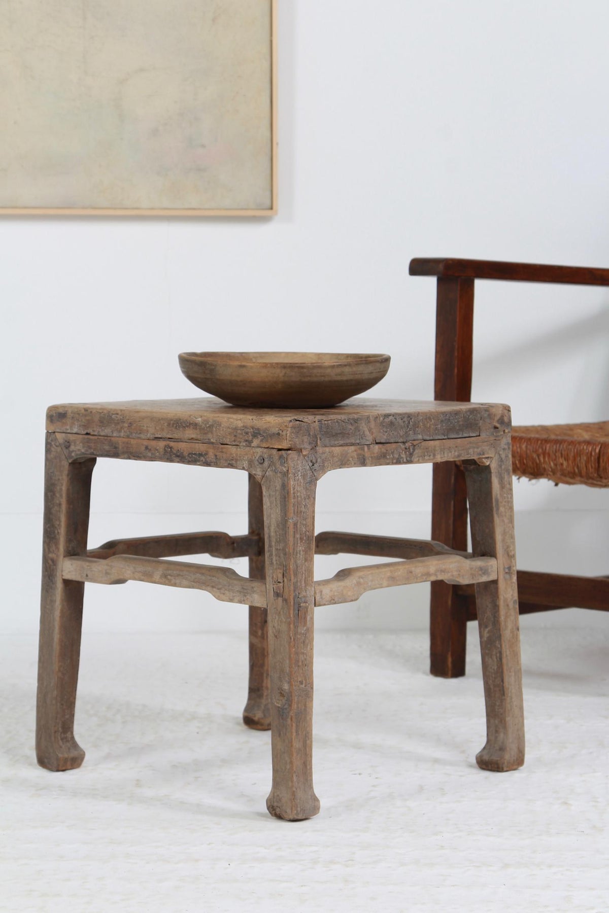 CHARMING RUSTIC CHINESE 19THC ELM SIDE TABLE