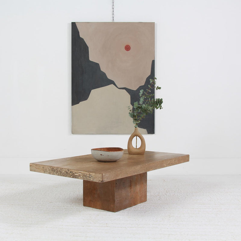 Sumptuous Midcentury Italian Travertine Coffee Table