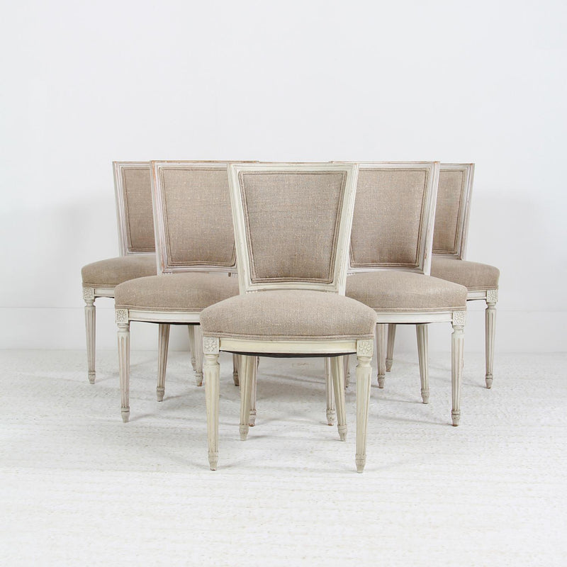 Handsome Set of Six  French Louis XVI  Style Dining Chairs