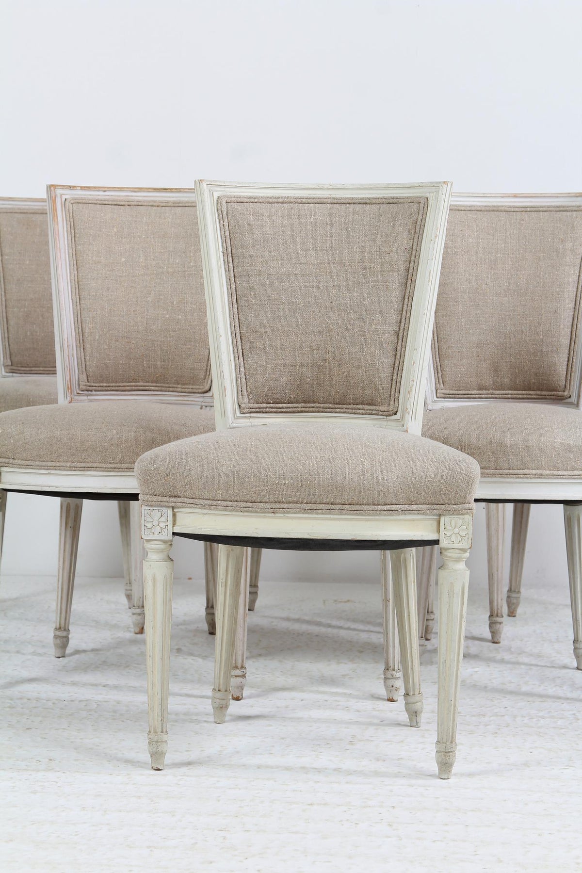 Handsome Set of Six  French Louis XVI  Style Dining Chairs