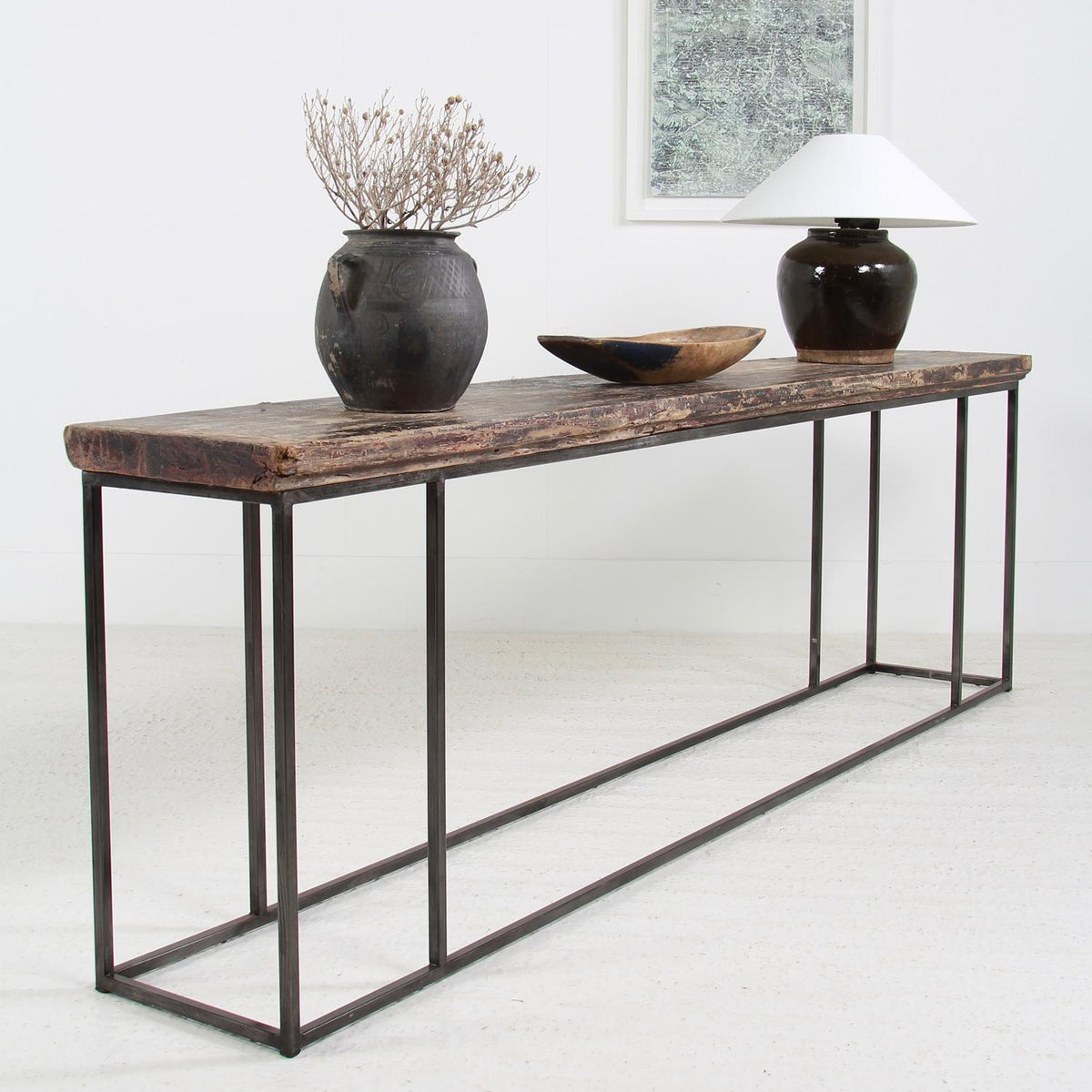 Wood and online steel side table