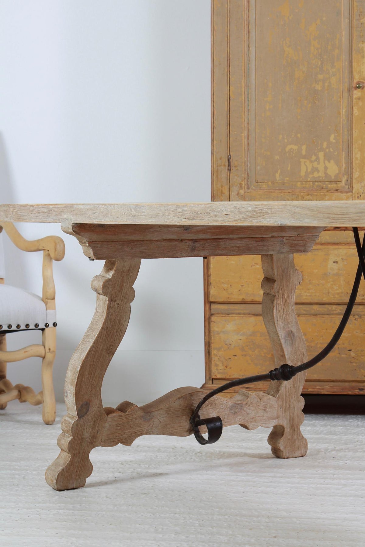 SPANISH 19THC BLEACHED PINE DINING/CONSOLE TABLE